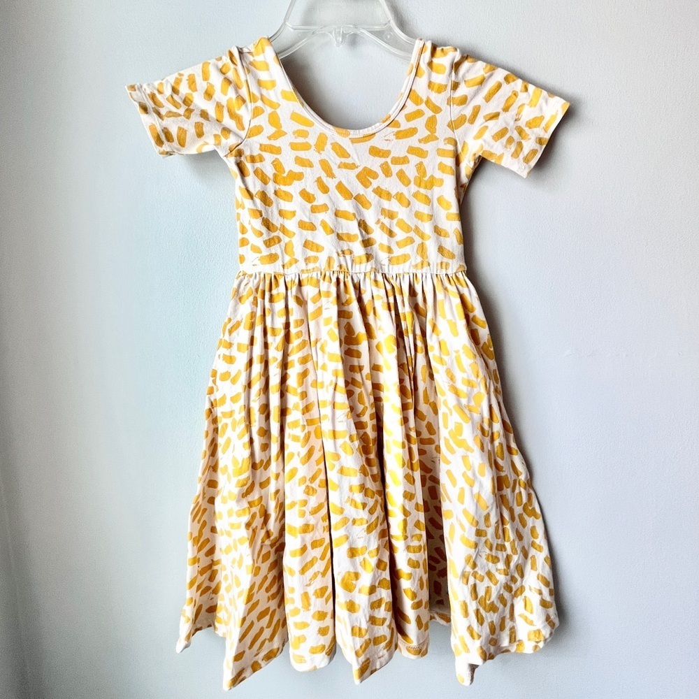 Alice + Ames Yellow Pattern Short Sleeve Ballet Dress